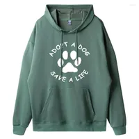 Hoodies para hombres Marca de ropa para hombres Adopta A Dog Save Life Letters Estampado de animales Mombres de algodón de algodón de algodón casual de algodón