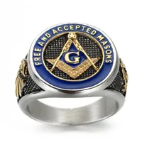 3pcs Fashion Mason Master Masonic Band Ring Herren 316L Edelstahl -Stahl und Mondstar Gold Silber Schmuck Geschenke241n