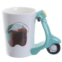 3D -Becher Retro Scooter -Becher Arm Autocycle Kaffeetasse Tee Milchsaft Getränkebecher Geschenk3197