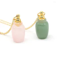 Hänge halsband naturlig sten parfym flaskvasform eterisk oljediffusionskedja för smycken gör diy armband tillbehör