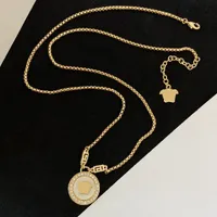 Trendig diamant rund huvudhalsband lyxig designer halsband kedja m￤n kvinnor lady fest br￶llop g￥va smycken g￥va med l￥da