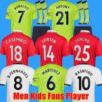 22 23 koszulka piłkarska Antony Casemiro Erikson Martinez Sancho Varane Rashford Football koszule 2022 2023 Zestawy dla dzieci B.Fernandes