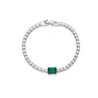 AIYANISHI 925 Sterling Silver Emerald Green tennis bangle bracelet for women wedding Fine Jewelry bracelets christmas gift2998