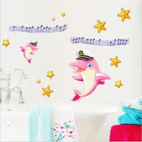 Wandaufkleber süßer rosa Delphin -Aufkleber Wohnzimmer Schlafzimmer Dekoration Anime Poster Home Decor für Kinderzimmer