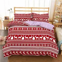Homesky 3D Merry Christmas Bedding Set Duvet Cover Red Elk Comforter Set Set Gifts Queen King Size 201021217S