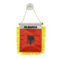 Albania Mini Flag Banner 10x15 cm Premium Polyester Pennant with Suction Cup for Home Office Door Decor