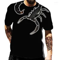 남자 T 셔츠 2022 남자 티셔츠 3D 동물 전갈 캐주얼 탑 힙합 대형 셔츠 스포츠웨어 럭셔리 짧은 슬리브 패션 맨