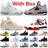 Sandals With Box 4 Black Military Cat Infrared Fire Red Mens Basketball shoes Cement University UNC Thunder White Oreo Zen Master Bred 4s SHIMMER