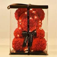 Romantic Valentine&#039;s Day Flower Plush 40cm Rose Teddy Bear Gift Birthday Present Christmas Wedding Multicolored Artificial Flowers220Y