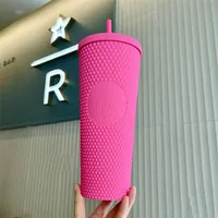 24 Unzen Durian Personalisierte Starbucks Tumbler Schillernden Bling Rainbow Einhorn besetzt kalter Tasse Becher Kaffeetasse mit Plastikstroh243p