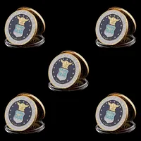 5 stcs America Gold Ploated Coins Craft Department of the Air Force Military Challenge Coin Collection281W