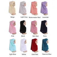 Gorro/calavera gorras niñas musulmanes hijab una pieza de cubierta completa bufanda árabe Ramadán Ramadán listo para usar turbante de turbante de gorra instantánea 7-12y