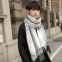 ￉charpes ￩charpe en laine d'hiver pour hommes plaid classique enveloppe de cachemire masculin m￢le Echarpe mode chaud pur bufandas hombre