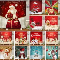 Christmas Printed Bathroom Shower Curtain Snowman Santa Claus Elk Waterproof Polyester Fabric Bath Curtains Home Decoration260Q