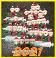 Christmas Decorations New 2021 Christmas Decoration Quarantine Ornaments Family of 1-7 Heads DIY Tree Pendant Accessories with Rope Resin Wholesale 59911