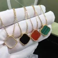 15 mm Klee Halsketten Anhängerschale Achat Titanstahl mit 18K für Frauen Valentinstag Muttertags -Verlobungsdesign 212q plattiert