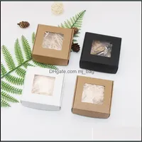 Gift Wrap Square Kraft Paper Box Transparent Retro Jewelry Trinket Hairpin Packaging Case MTI Color Lipgloss Gift Wrap Containers 1xy DHDXH