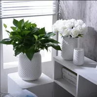 Vaso 35cer￢mico moderno para decora￧￣o de casa Vaso de mesa de mesa branco preto amarelo cor de cor270i