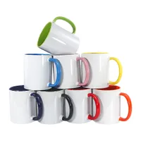 11oz Sublimation Blank Mug Ceramic Handgrip DIY Color Inside and Hind Cup Gift Heat Transfer Priting Tumbler Glass New Overseas warehouse 36pcs/case B5
