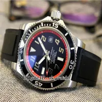 Neue hochwertige Uhr Superocean Black Red Dial Automatische Herren Uhr A1736402 BA31 Silberkoffer Gummi -Gurtsport Wat331Q