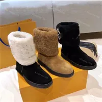 2023 Diseñador Mujeres botas de nieve LAUREATO FLACO Casco Capital Soft invierno ¡Niñas tibias de piel de oveja marrón zapato negro de pelaje de pelaje de pelaje de pelaje de pelaje 35-41 con caja
