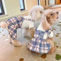 Luxe modehond jumpsuits ontwerper rok hondenkleding herfst en winter plaid puppy katten kostuum toffee paar prinses jurk pet clot3048