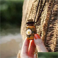 Pendant Necklaces Vintage Wishing Per Bottle With Daisy Necklace For Women Essential Oil Diffuser Glass Locket Butterfly Pen Vipjewel Dhsvq