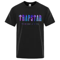 Trapstar 남자 T 셔츠 런던 성운 인쇄 남성 캐주얼 통기성면 스트리트웨어 여름 부드러운 짧은 소매 대형 Tshirt 220618
