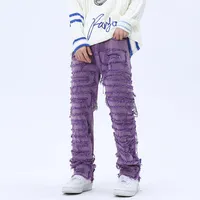 men&#039;s jeans hip-hop high street fashion slim pencil pants XXL orange red purple