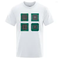 Herr t-skjortor cpu brädprocessor trycker t-shirts män sommar avslappnad kort ärm o-hals bomullsmärke kläder överdimensionerade högkvalitativa toppar