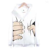 Heren Hoodies Big Finger Zipper Fashion Man Boy Clothing Woman Girl 3D Hooded Sweatshirt Pocket Long Sleeve Casual Fun Jack