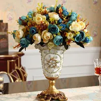Vase Ikebana Flower Vase Center Table Luxury Supportバスルームヨーロッパヴィンテージポットホワイトガーデン樹脂ジャロンデスク装飾hp50245r
