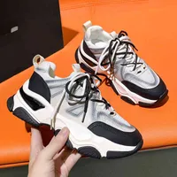 Casual Shoes Dad women&#039;s fall 2022 new versatile children&#039;s leather breathable color blocking thick soled sports shoes women
