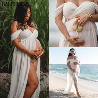 Lace Maternity Dress For Pography Sexy Off Shoulder Front Split Pregnancy Dress Pregnant Women Maxi Maternity Gown PoShoot324W