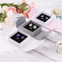 Jewelry Pouches 12pcs Box Pink White Grey Ribbon Craft Paper For Necklace Earring Ring Set Display Gift