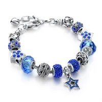 Bracelets Charmet Sier Blue White Star for Women and Teen Girls Jewelry Gifts con cuentas de la cadena de serpientes Extensor de extensor de cadena Ammou