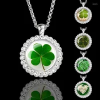 Anh￤nger Halsketten Irische Stolz Klee Blatt Shamrock Halskette Lucky Grass St. Patrick Day Schmuck Geschenk f￼r Frauen M￤nner