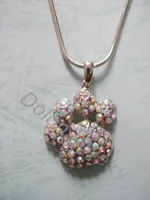 Pendant Necklaces 3cm Crystal Rhinestone Prints Snake Chain Jewelry For Dog Or Cat Lover Mix Color