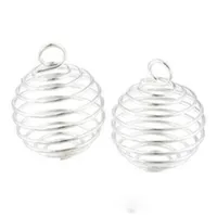 100pcs lot Silver Plated Spiral Bead Cages charms Pendants Findings 9x13mm Jewelrymaking DIY333k