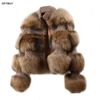 Oftbuy Winter Jacket Women Parka Real Fur Coat Natural Raccoon Bomber Streetwear coreano oversize 211224262W