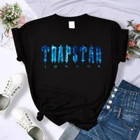 Trapstar Undersea Blue imprimé t-shirts Femmes Summer Souffer Contrus Casual Crochet Street Street Hip Hop Tee Vêtements Soft Tops 220629