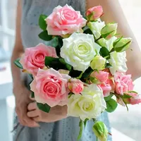 Fleurs de mariage Bouquet de mariée blanche Bridesmaid Real Touch Latex Roses Artificiel DIY ACCESSOIRES DE MARIAGE DE MARI