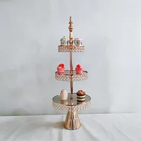Other Bakeware 2-3 Tier Gold Silver Metal Cake Stand Round Wedding Birthday Party Dessert Cupcake Pedestal Display Plate Home Decor178U