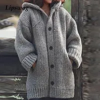 Lipswag 5xl vintage losse pocket vilans truien vrouwen herfst winter lange mouw knop trui casual plus size jas vrouwelijk v191130206f
