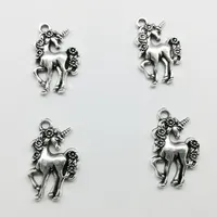 100pcs Unicorn Horse Antique Silver Charms Anhänger Schmuck DIY für Halskette Armband Ohrringe Retro -Stil 23 14mm245h