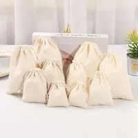 7x9 9x12 10x15 13x18 15x20cm cotton drawstring bag Small Muslin Bracelet Gifts Jewelry Packaging Bags Cute Drawstring Gift Bag & Pouches 3154 T2