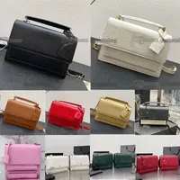 Sunset Medium Bag Luxury Designer Smooth Flap Chain Bags Pl￥nbok Kvinnor Krokodil Pr￤glad gl￤nsande l￤der Small Crossbody Shoulder Handbag Sunset Lamp 2022