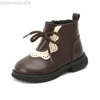 Buty cuzullaa wiosna jesienna dziewczynki dla dzieci eleganckie patchwork buty kostki wysokie buty Dziewczyny Dziewczyny koronkowe buty mody Rozmiar 21-30 L220902