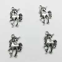 100pcs Unicorn Horse Antique Silver Charms Anhänger Schmuck DIY für Halskette Armband Ohrringe Retro -Stil 23 14mm2384