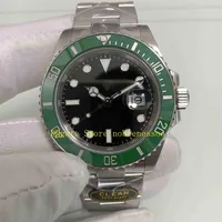 Real Po Men Cal 3235 Factory Clean Watch Men 41mm Data 904L A￧o safira de vidro de vidro Cer￢mica Verde Bling Dial Black Dive SPO221N
